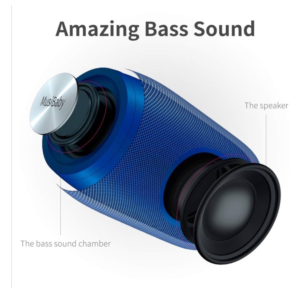 3/$15 MusiBaby Wireless Bluetooth Portable Blue Speaker Freestanding - Picture 3 of 13